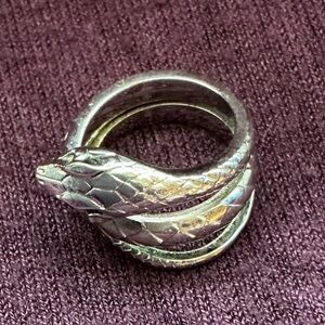 Snake Wrap Design Silver-Tone Ring